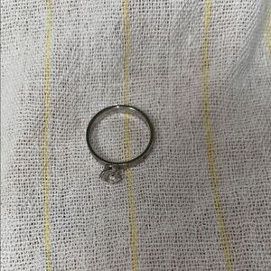 Vintage SETA O Elegant Silver Ring with Crystal Charm